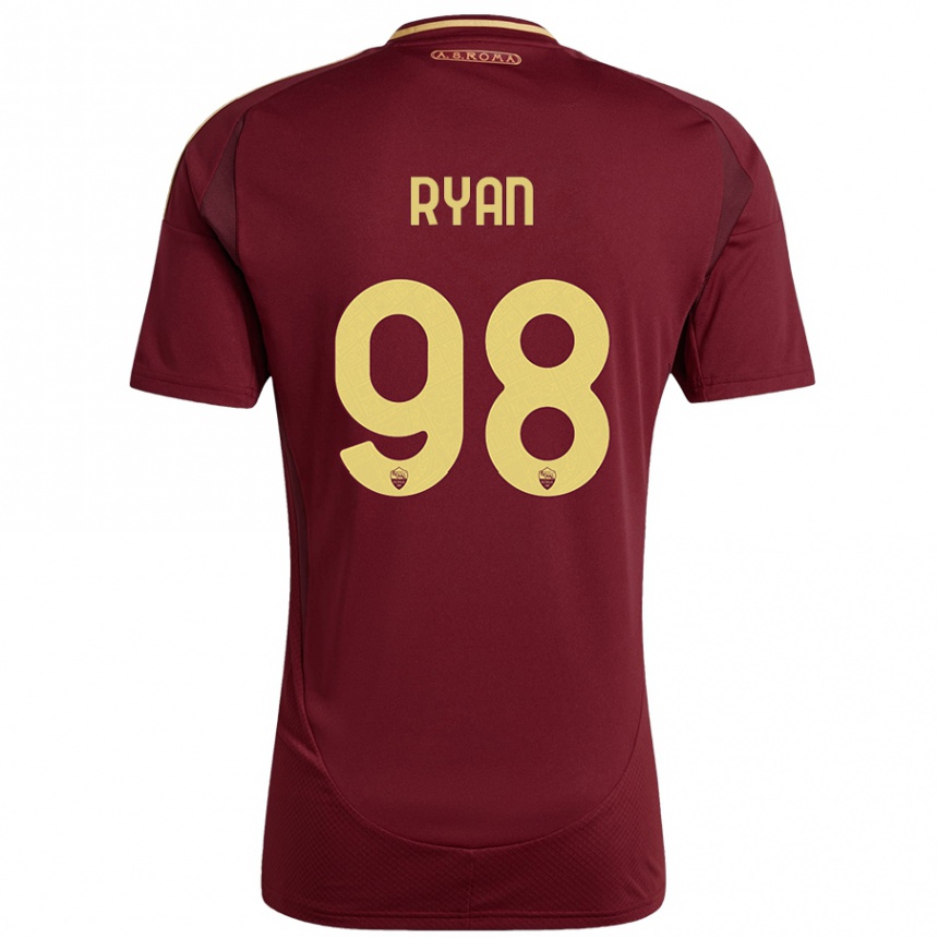 Women Football Mathew Ryan #98 Red Brown Gold Home Jersey 2024/25 T-Shirt Za