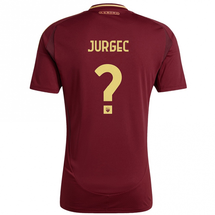 Women Football Jan Jurgec #0 Red Brown Gold Home Jersey 2024/25 T-Shirt Za