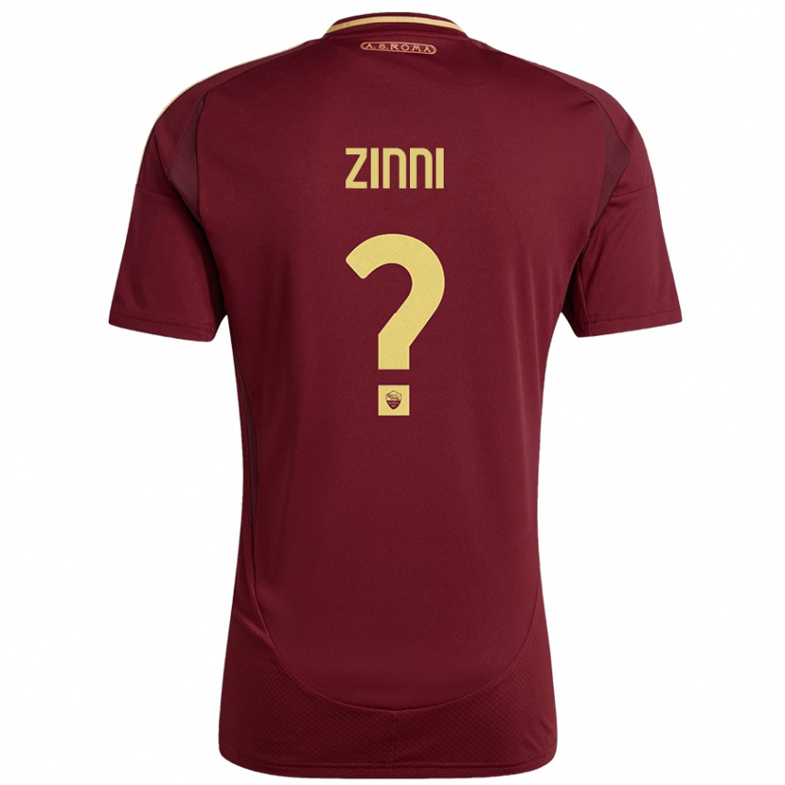 Women Football Raul Zinni #0 Red Brown Gold Home Jersey 2024/25 T-Shirt Za