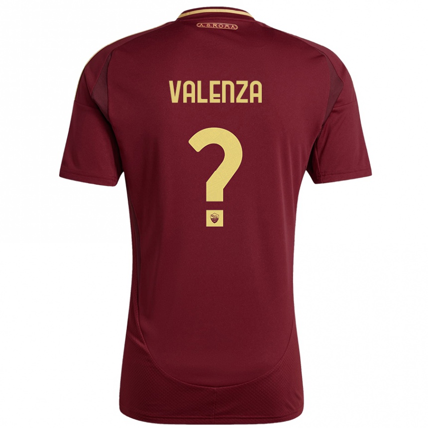 Women Football Salvatore Valenza #0 Red Brown Gold Home Jersey 2024/25 T-Shirt Za