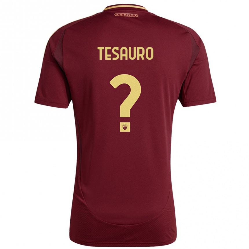 Women Football Emanuele Tesauro #0 Red Brown Gold Home Jersey 2024/25 T-Shirt Za