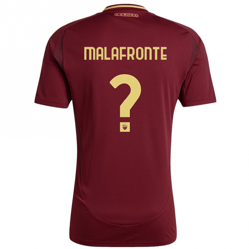 Women Football Matteo Malafronte #0 Red Brown Gold Home Jersey 2024/25 T-Shirt Za