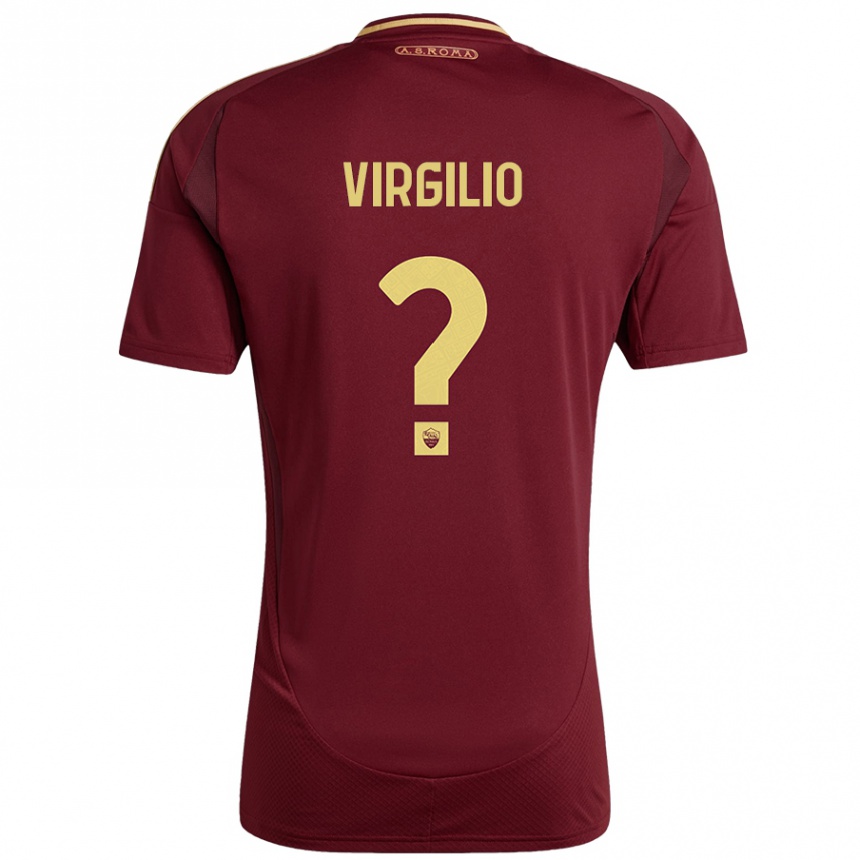 Women Football Cristian Virgilio #0 Red Brown Gold Home Jersey 2024/25 T-Shirt Za