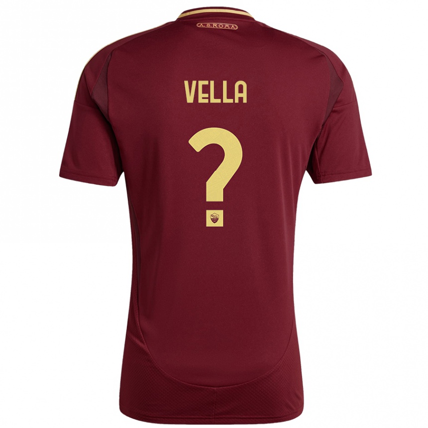 Women Football Tancredi Vella #0 Red Brown Gold Home Jersey 2024/25 T-Shirt Za