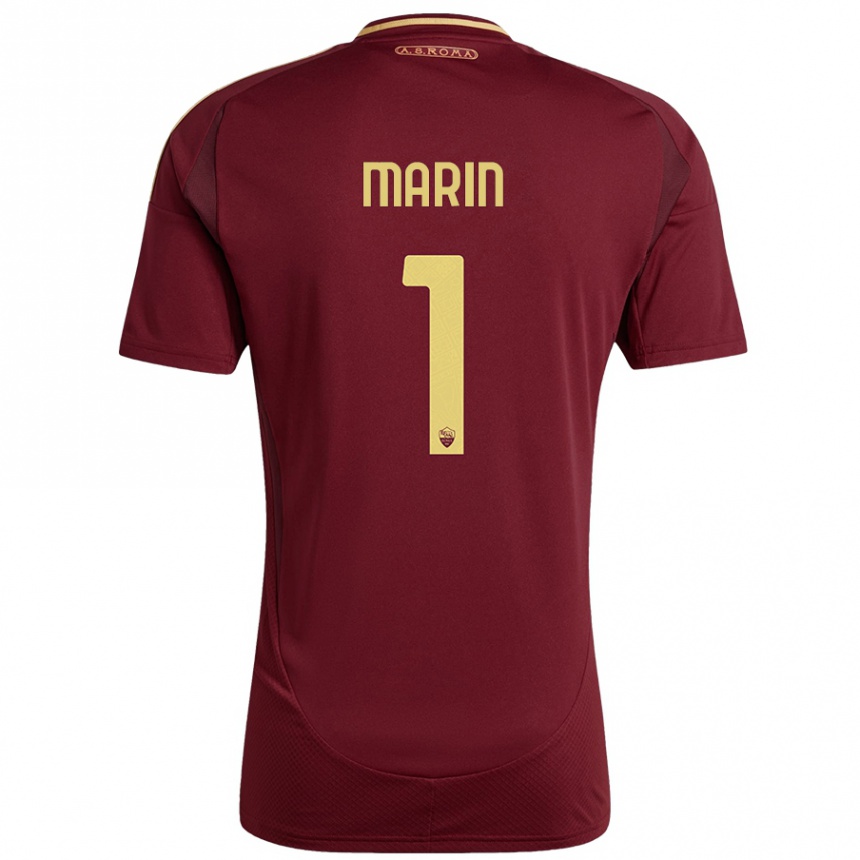 Women Football Renato Marin #1 Red Brown Gold Home Jersey 2024/25 T-Shirt Za