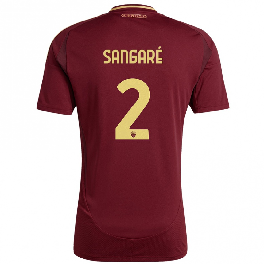 Women Football Buba Sangaré #2 Red Brown Gold Home Jersey 2024/25 T-Shirt Za