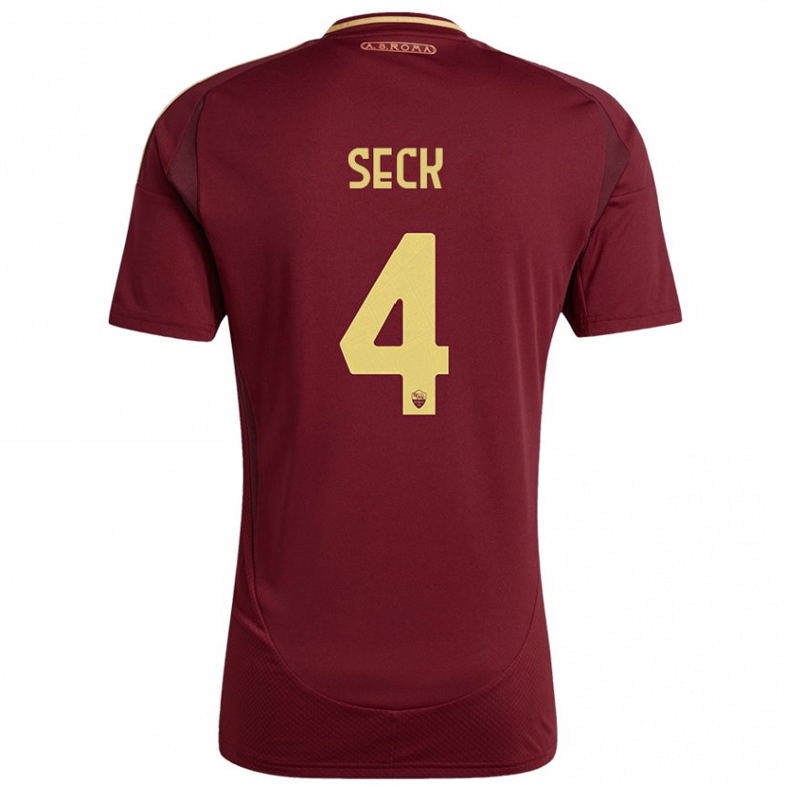 Women Football Mohamed Seck #4 Red Brown Gold Home Jersey 2024/25 T-Shirt Za