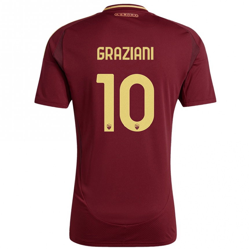 Women Football Leonardo Graziani #10 Red Brown Gold Home Jersey 2024/25 T-Shirt Za