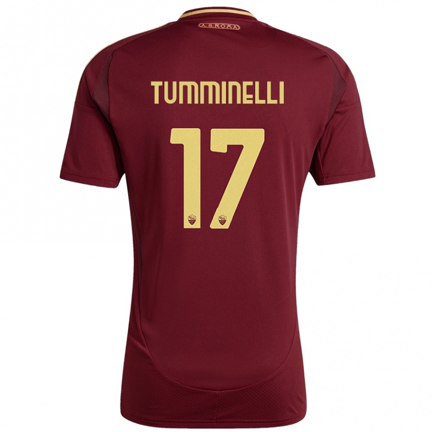 Women Football Gianmarco Tumminelli #17 Red Brown Gold Home Jersey 2024/25 T-Shirt Za