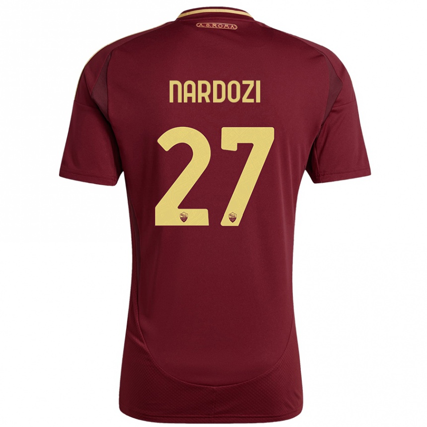 Women Football Manuel Nardozi #27 Red Brown Gold Home Jersey 2024/25 T-Shirt Za