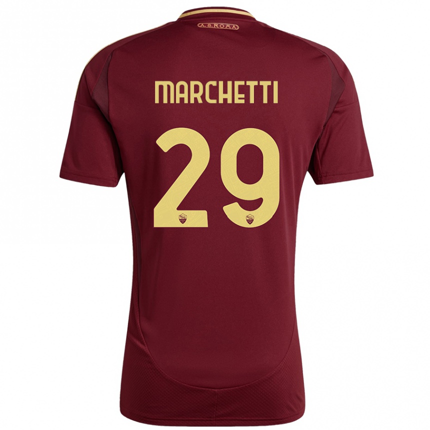 Women Football Tommaso Marchetti #29 Red Brown Gold Home Jersey 2024/25 T-Shirt Za