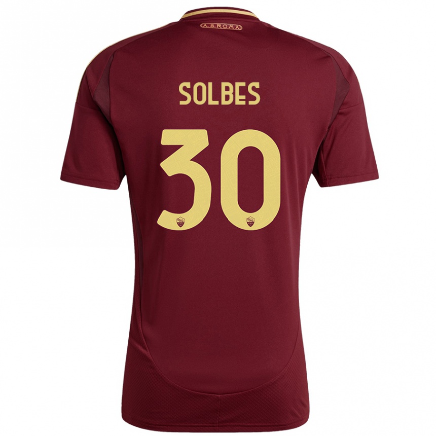 Women Football Ricardo Solbes #30 Red Brown Gold Home Jersey 2024/25 T-Shirt Za