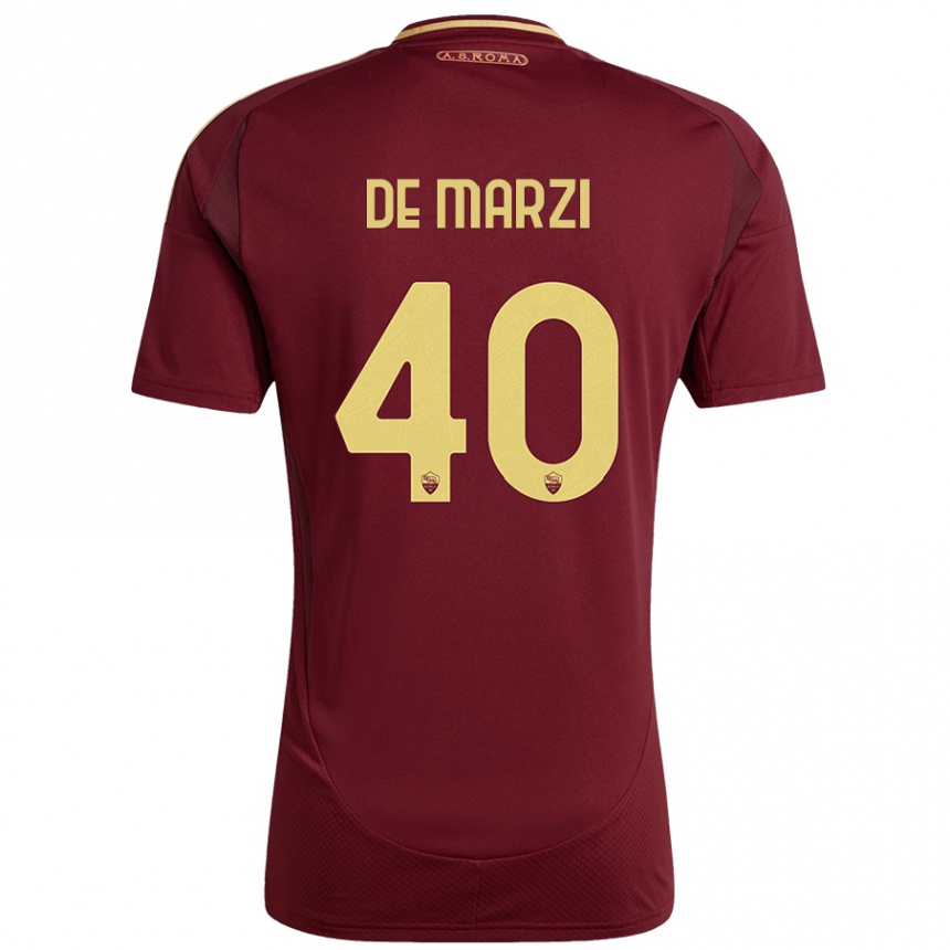 Women Football Giorgio De Marzi #40 Red Brown Gold Home Jersey 2024/25 T-Shirt Za