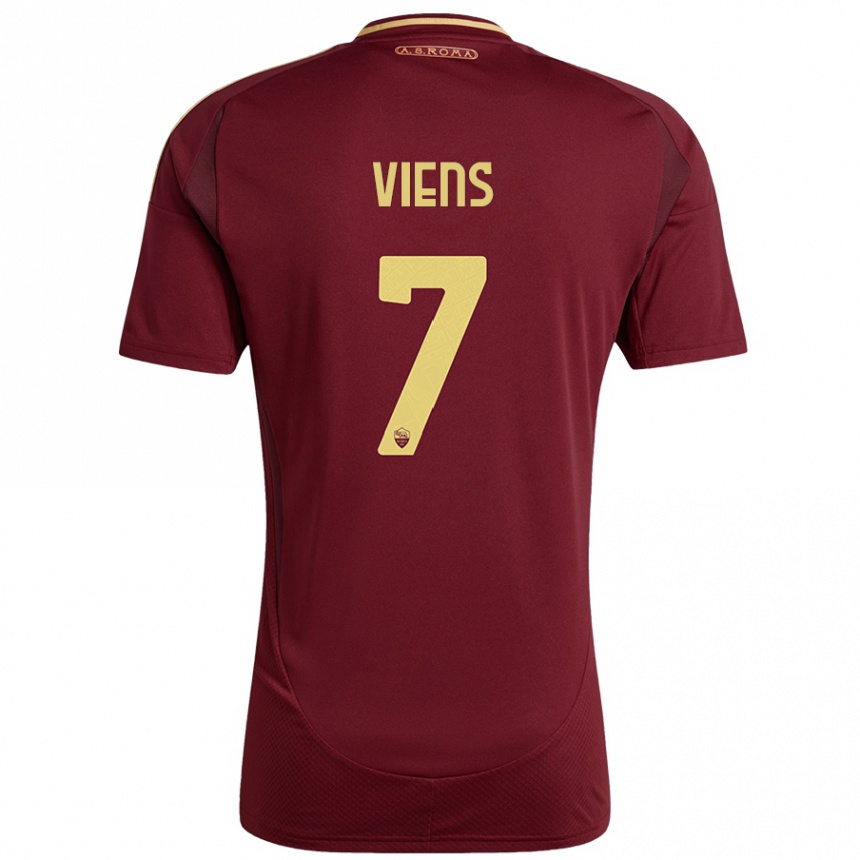 Women Football Evelyne Viens #7 Red Brown Gold Home Jersey 2024/25 T-Shirt Za