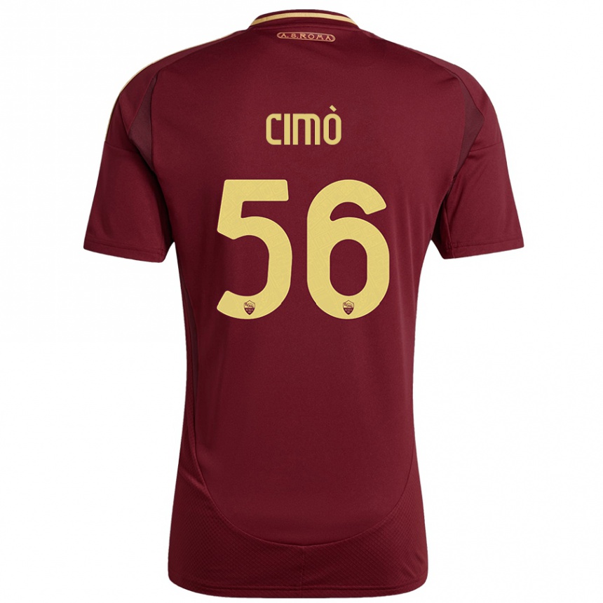 Women Football Giada Cimò #56 Red Brown Gold Home Jersey 2024/25 T-Shirt Za