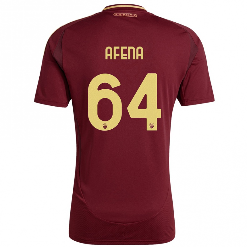 Women Football Felix Afena-Gyan #64 Red Brown Gold Home Jersey 2024/25 T-Shirt Za