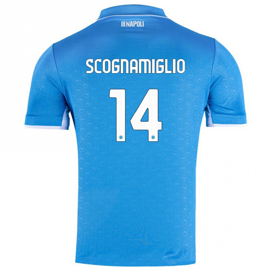 Women Football Fabio Scognamiglio #14 Sky Blue Home Jersey 2024/25 T-Shirt Za