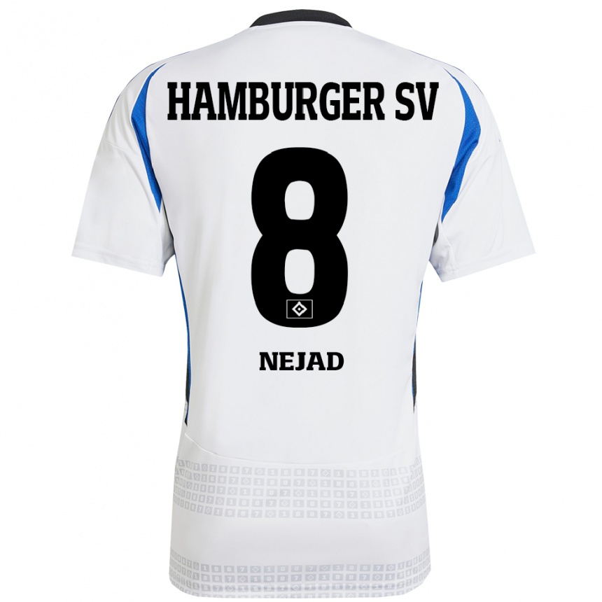 Women Football Milad Nejad #8 White Blue Home Jersey 2024/25 T-Shirt Za