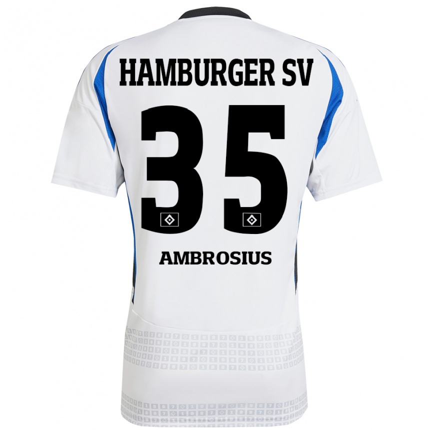 Women Football Stephan Ambrosius #35 White Blue Home Jersey 2024/25 T-Shirt Za