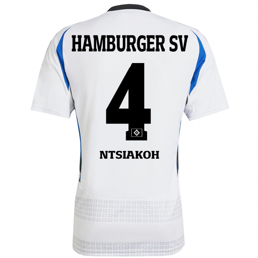 Women Football Emmanuel Ntsiakoh #4 White Blue Home Jersey 2024/25 T-Shirt Za