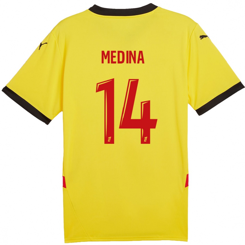 Women Football Facundo Medina #14 Yellow Red Home Jersey 2024/25 T-Shirt Za