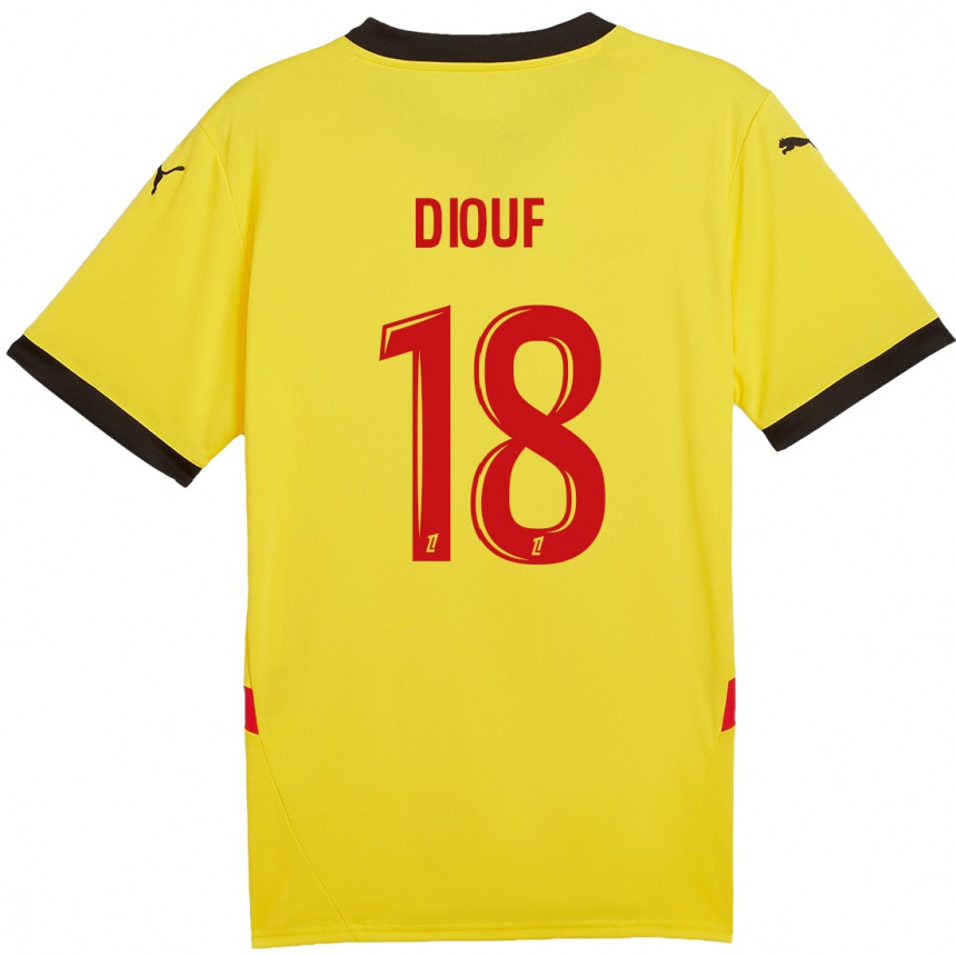 Women Football Andy Diouf #18 Yellow Red Home Jersey 2024/25 T-Shirt Za