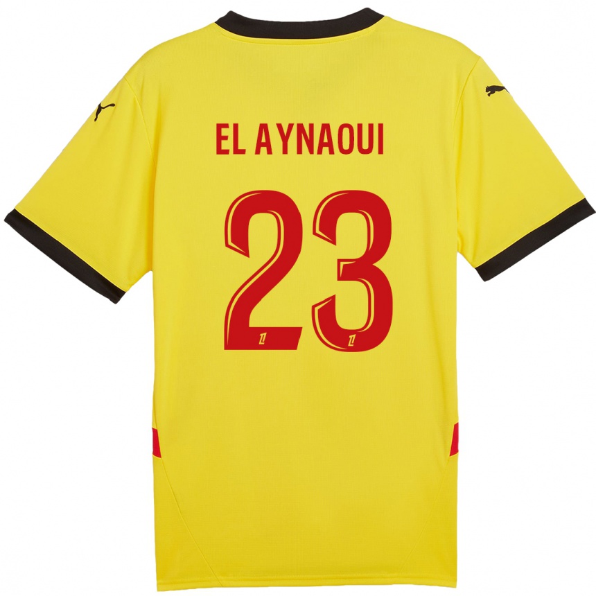 Women Football Neil El Aynaoui #23 Yellow Red Home Jersey 2024/25 T-Shirt Za