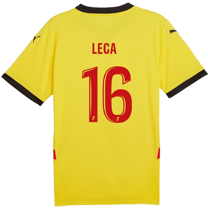 Women Football Jean-Louis Leca #16 Yellow Red Home Jersey 2024/25 T-Shirt Za