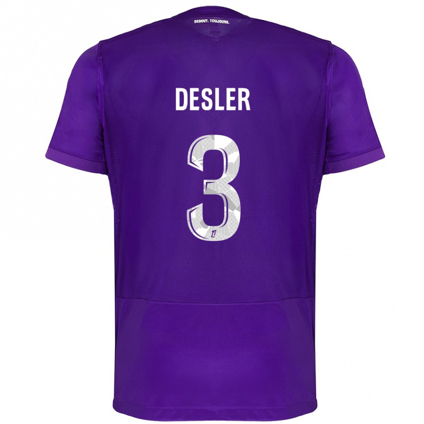 Women Football Mikkel Desler #3 Purple White Home Jersey 2024/25 T-Shirt Za