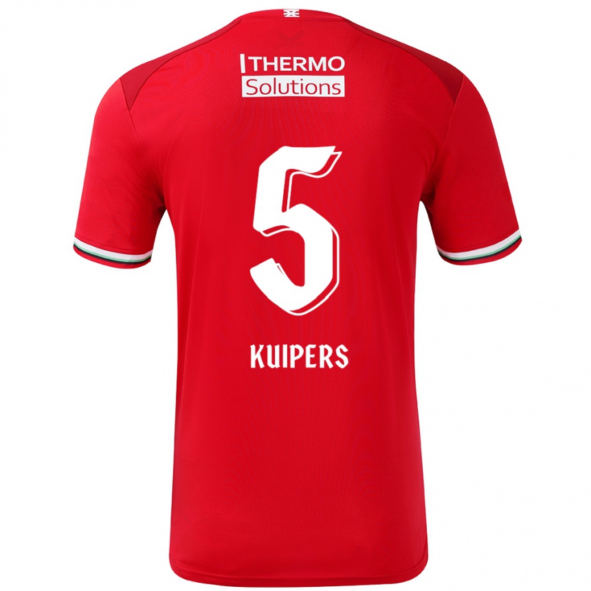 Women Football Bas Kuipers #5 Red White Home Jersey 2024/25 T-Shirt Za