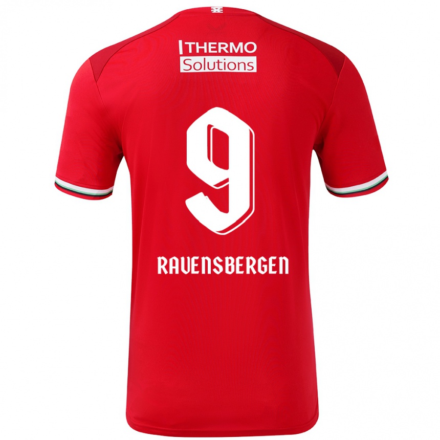 Women Football Jaimy Ravensbergen #9 Red White Home Jersey 2024/25 T-Shirt Za