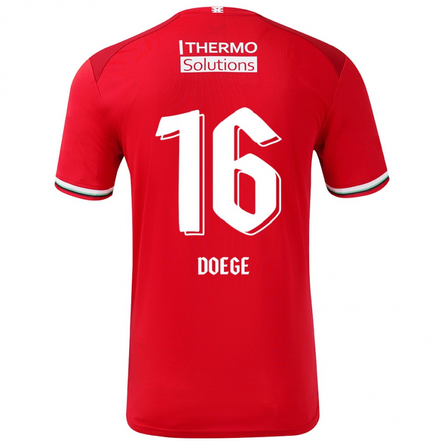 Women Football Leonie Doege #16 Red White Home Jersey 2024/25 T-Shirt Za