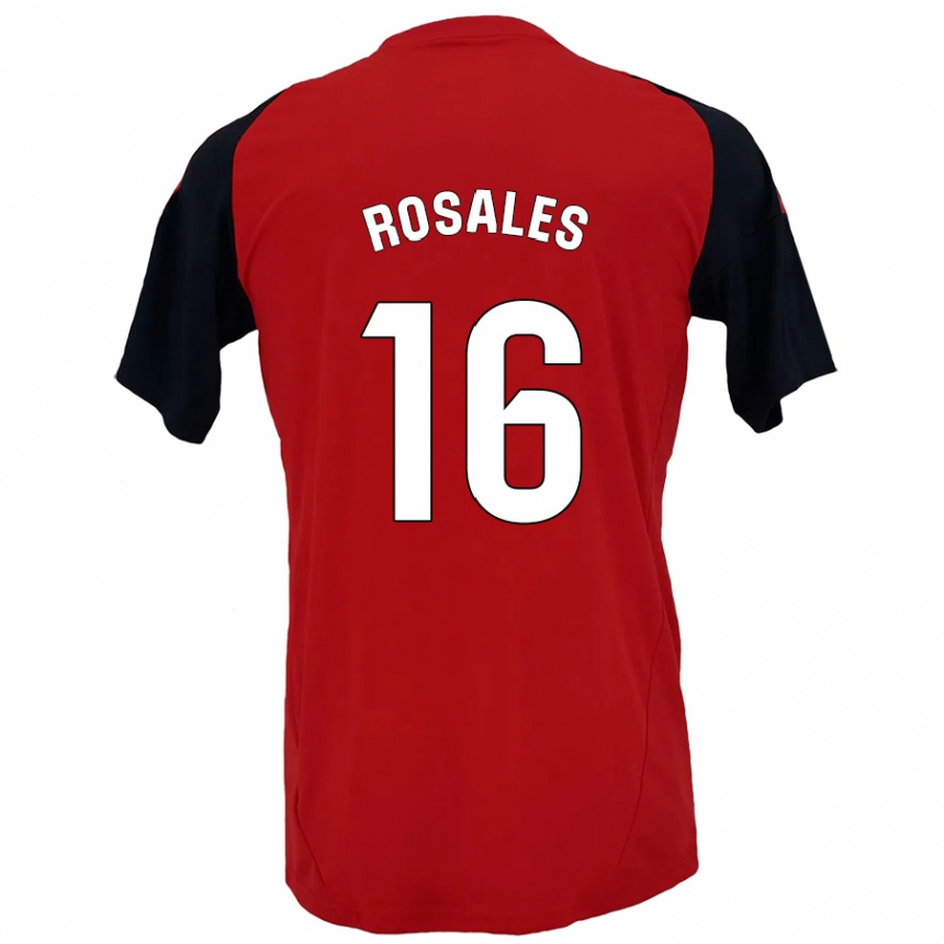 Women Football Diego Rosales #16 Red Black Home Jersey 2024/25 T-Shirt Za