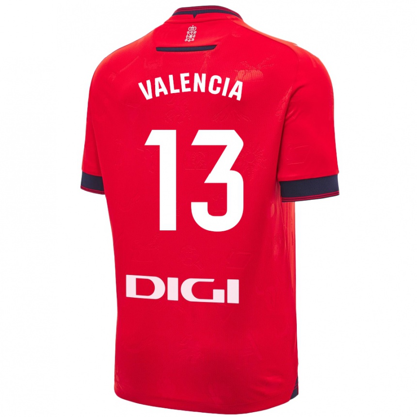 Women Football Pablo Valencia #13 Red White Home Jersey 2024/25 T-Shirt Za