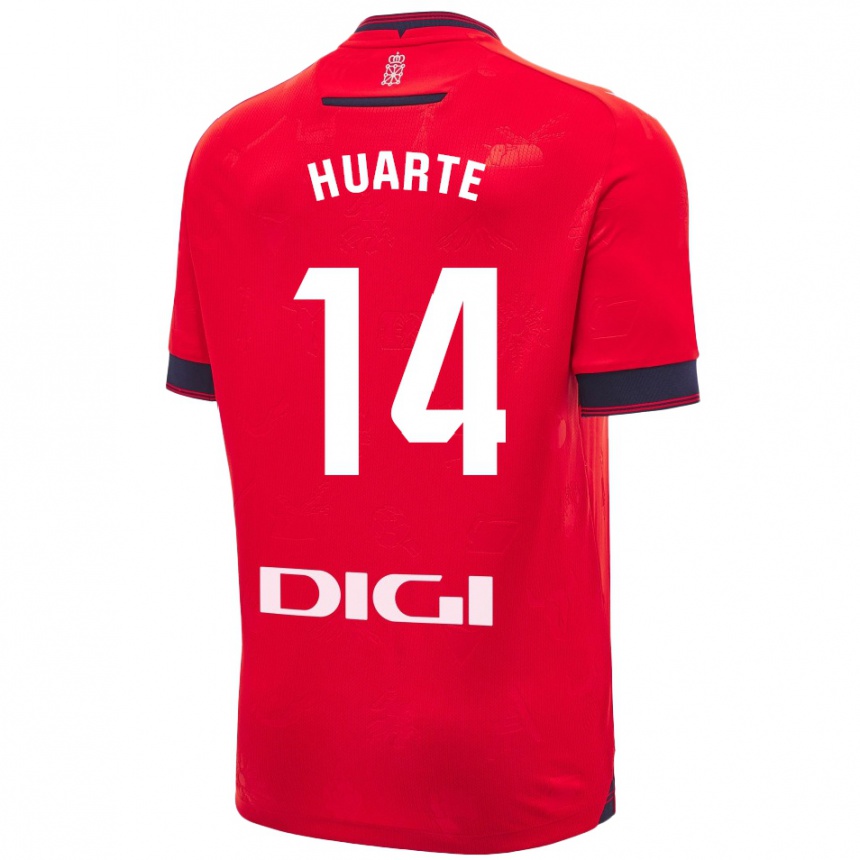 Women Football Xabi Huarte #14 Red White Home Jersey 2024/25 T-Shirt Za