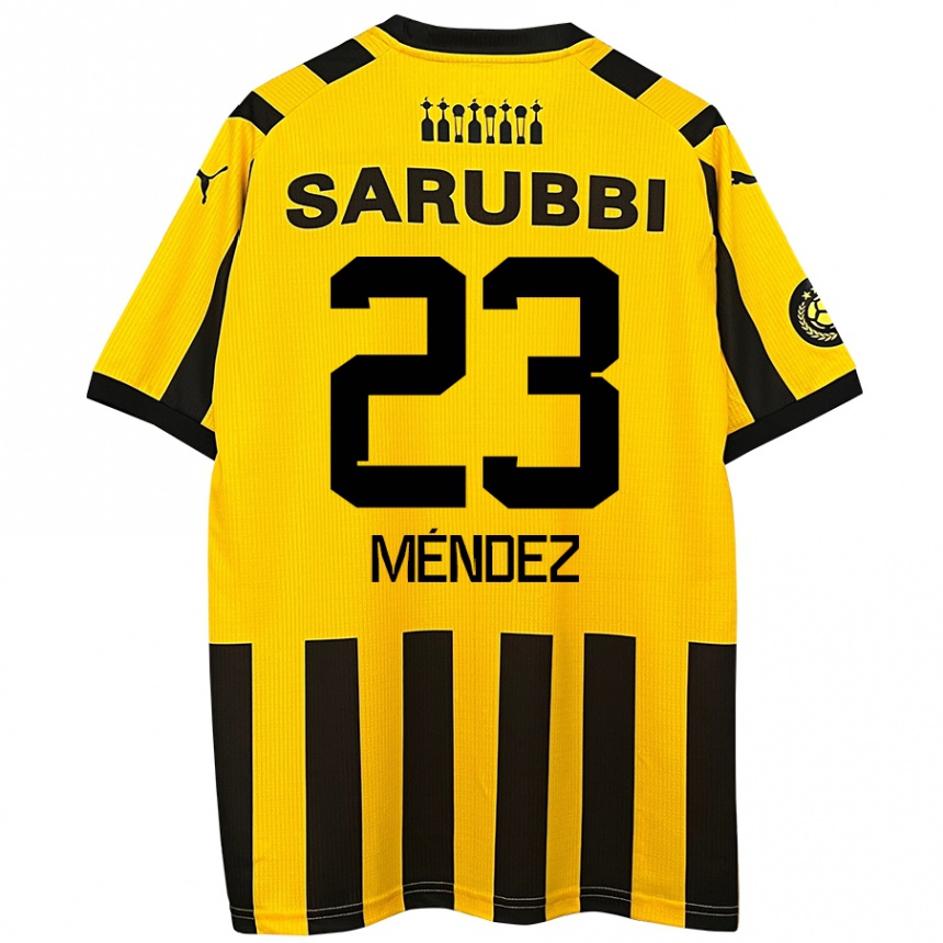 Women Football Javier Méndez #23 Yellow Black Home Jersey 2024/25 T-Shirt Za