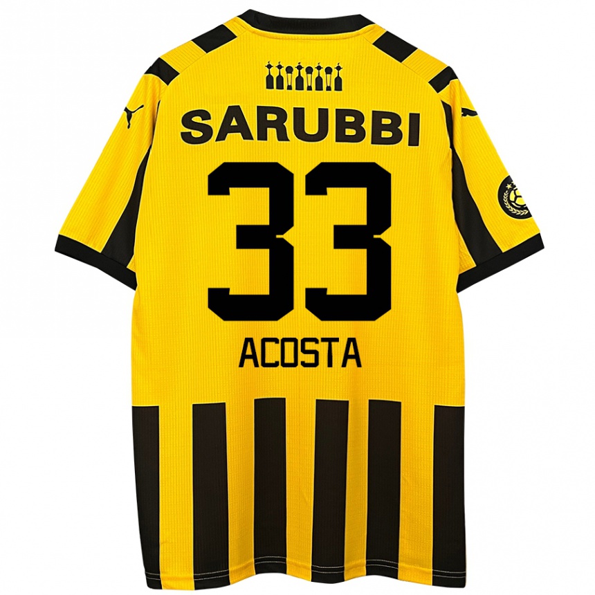 Women Football Nahuel Acosta #33 Yellow Black Home Jersey 2024/25 T-Shirt Za