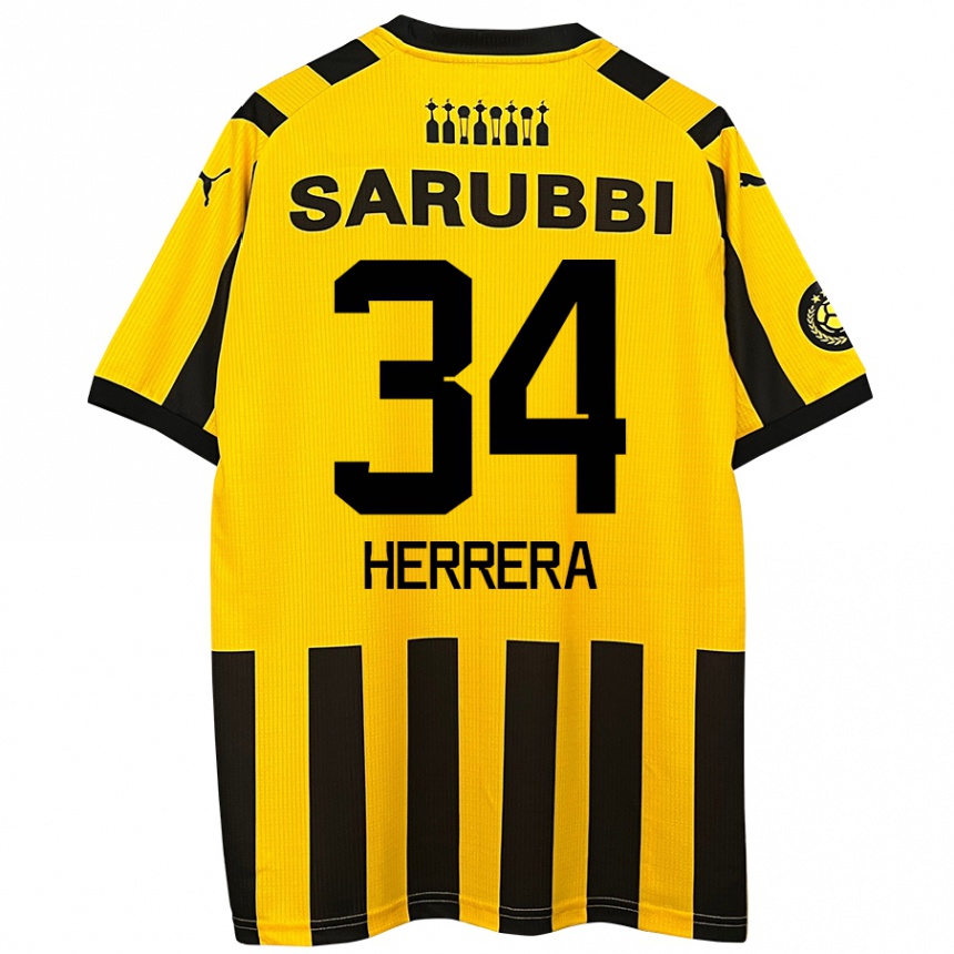 Women Football Nahuel Herrera #34 Yellow Black Home Jersey 2024/25 T-Shirt Za