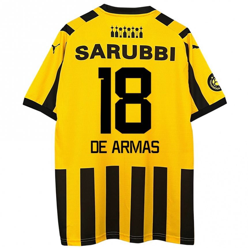 Women Football Nahuel De Armas #18 Yellow Black Home Jersey 2024/25 T-Shirt Za