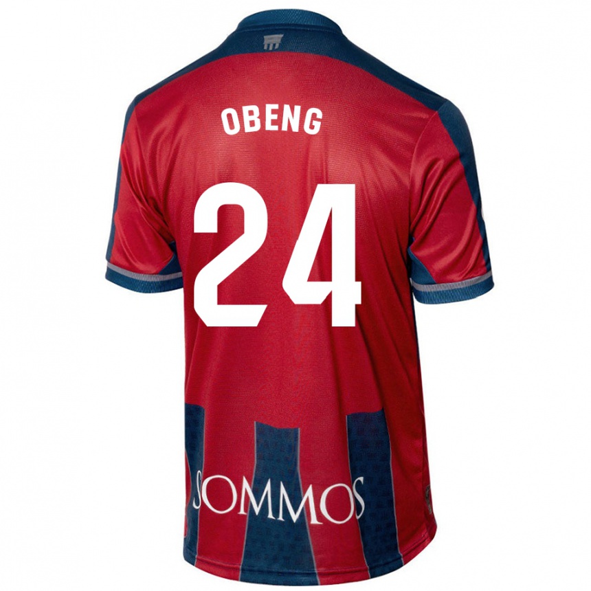 Women Football Samuel Obeng #24 Red Blue Home Jersey 2024/25 T-Shirt Za