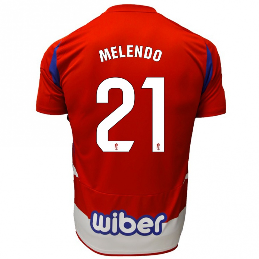 Women Football Óscar Melendo #21 Red White Blue Home Jersey 2024/25 T-Shirt Za