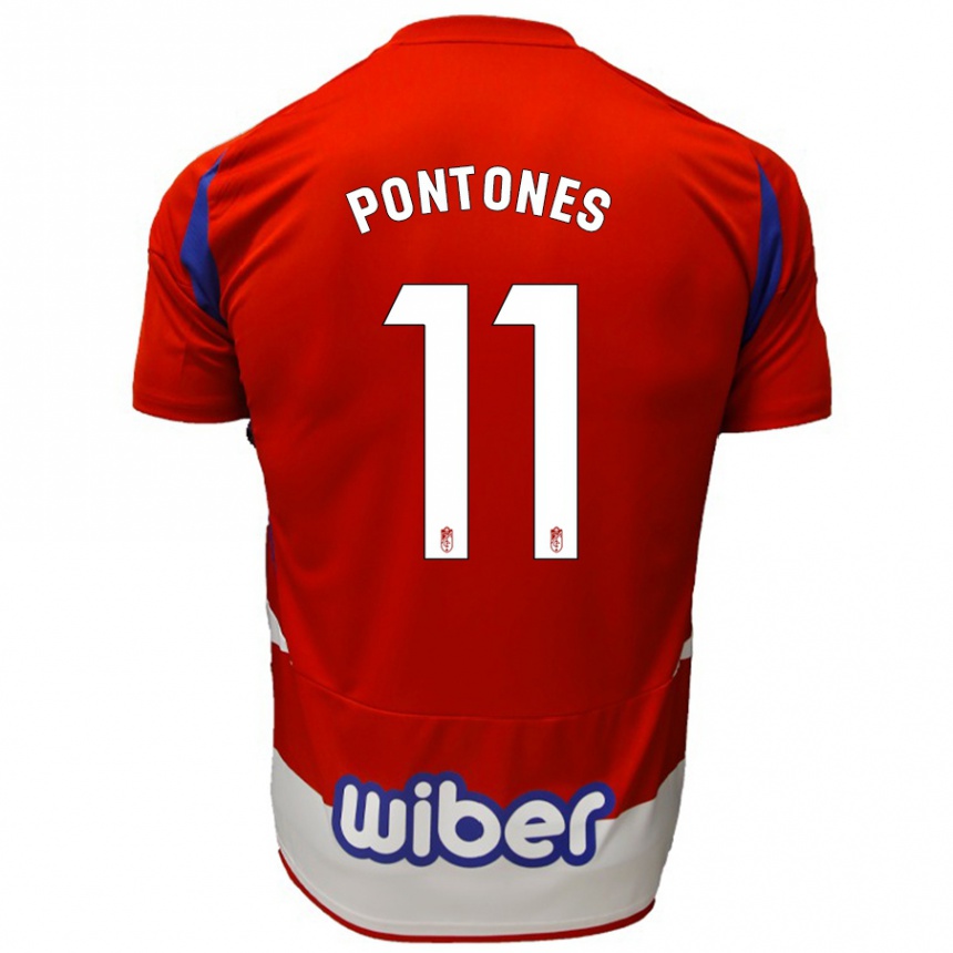 Women Football Juan Carlos Pontones #11 Red White Blue Home Jersey 2024/25 T-Shirt Za