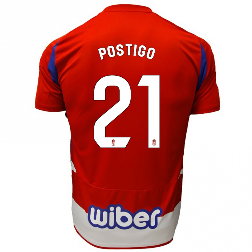 Women Football Postigo #21 Red White Blue Home Jersey 2024/25 T-Shirt Za