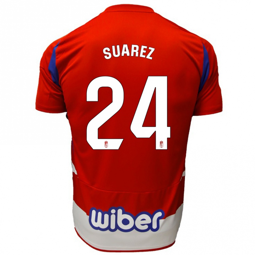 Women Football Carlota Suárez #24 Red White Blue Home Jersey 2024/25 T-Shirt Za