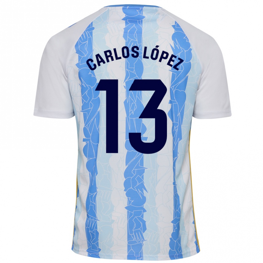 Women Football Carlos López #13 White Blue Home Jersey 2024/25 T-Shirt Za