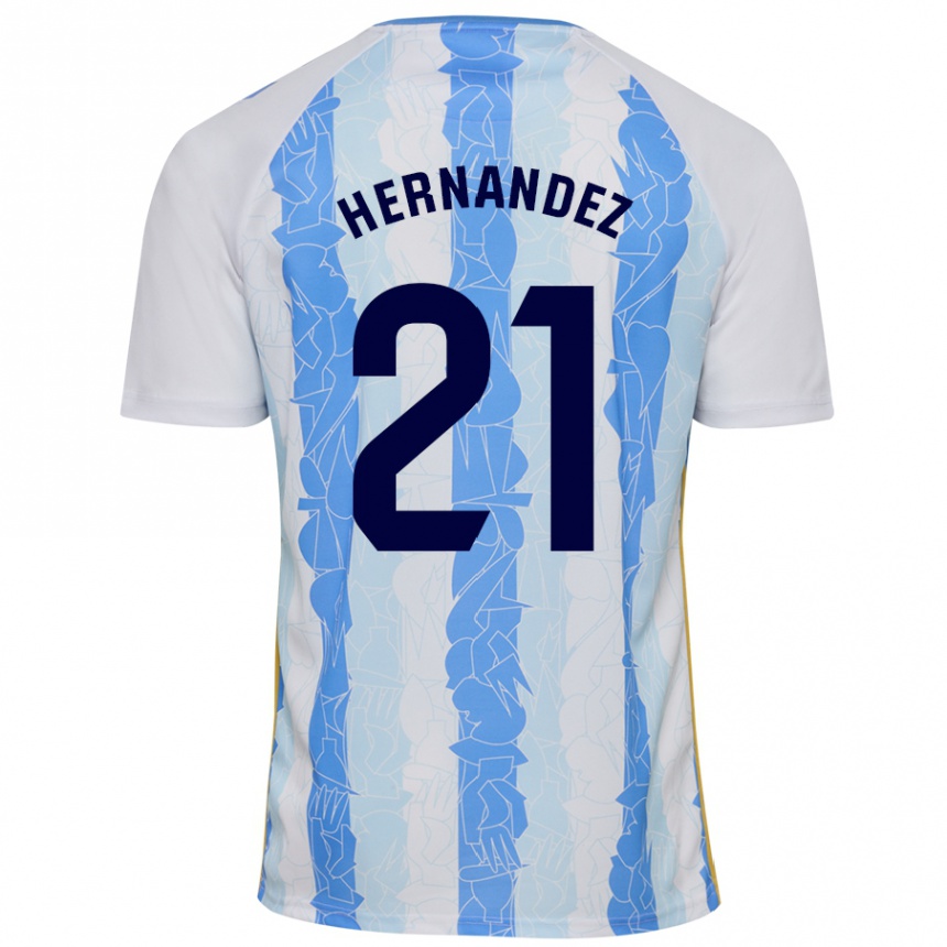 Women Football Juan Hernández #21 White Blue Home Jersey 2024/25 T-Shirt Za