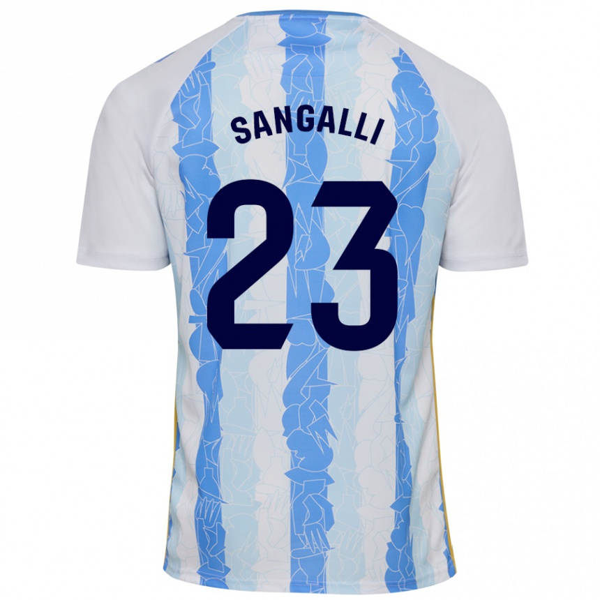 Women Football Luca Sangalli #23 White Blue Home Jersey 2024/25 T-Shirt Za