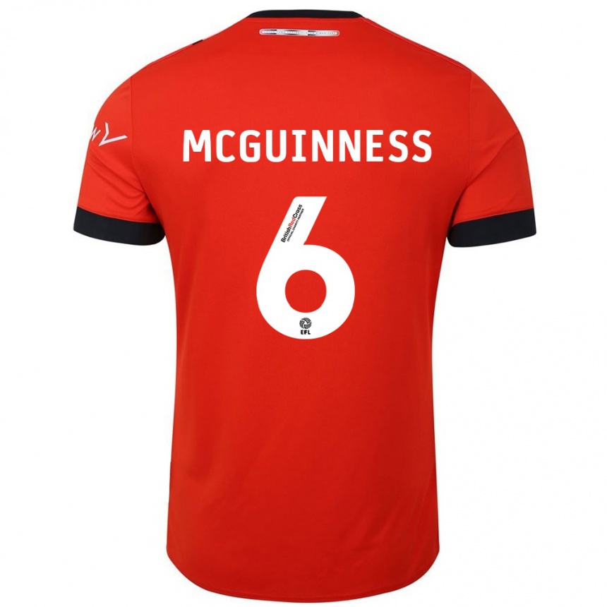 Women Football Mark Mcguinness #6 Orange Black Home Jersey 2024/25 T-Shirt Za