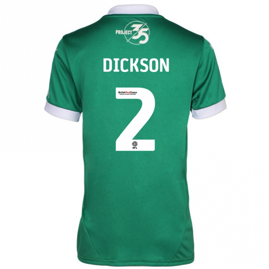 Women Football Katie Dickson #2 Green White Home Jersey 2024/25 T-Shirt Za