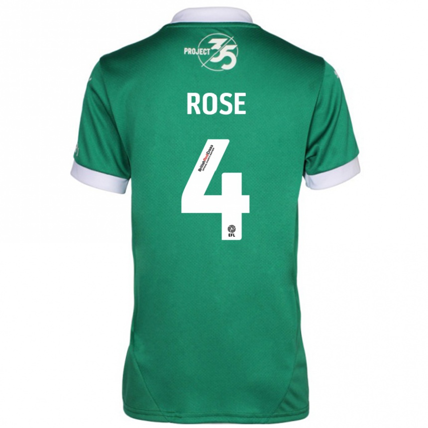 Women Football Jemma Rose #4 Green White Home Jersey 2024/25 T-Shirt Za